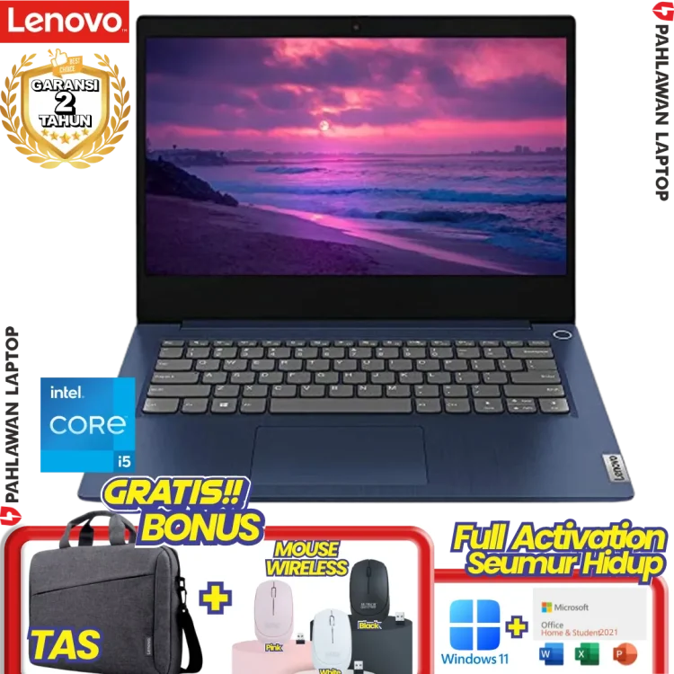 Laptop LENOVO IdeaPad Slim 3 06ID Core i5 12450H RAM 8GB SSD 512 GB Abyss Blue GARANSI 2 Tahun