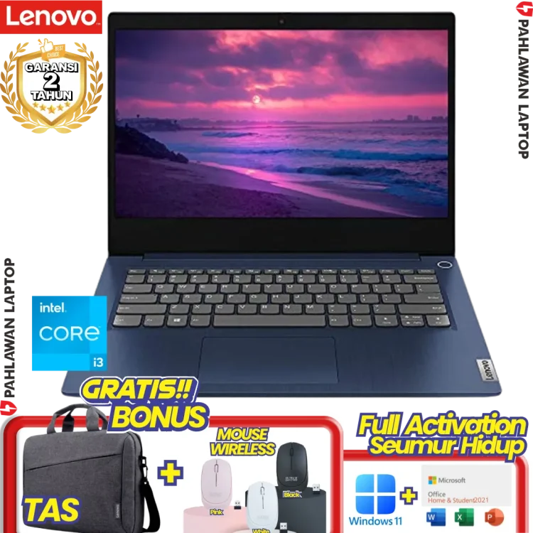 Laptop LENOVO IdeaPad Slim 3 CNID Core i3 1215U RAM 8GB SSD 256 GB Abyss Blue GARANSI 2 Tahun