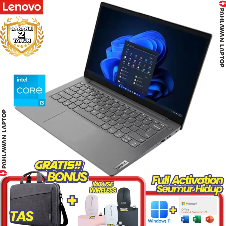 Laptop LENOVO IdeaPad Slim 3 CPID Core i3 1215U RAM 8GB SSD 256 GB Arctic Grey GARANSI 2 Tahun