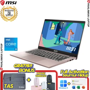 Laptop MSI MODERN 14-C12MO BEIGE ROSE - CORE i5 1235U 8GB SSD 512 GB GARANSI 2 Tahun