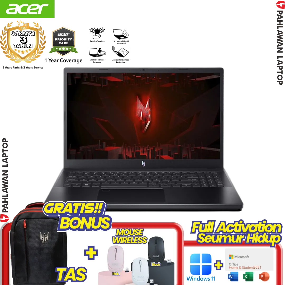 Laptop ACER NITRO V5 AN515-542G Gaming Black - Core i5-13420H VGA NVIDIA RTX2050 GARANSI 2 Tahun