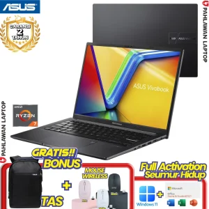ASUS VivoBook M1405YA-VIPS751 Ryzen 7 7730H RAM 16GB SSD 512 GB Black GARANSI 2 Tahun