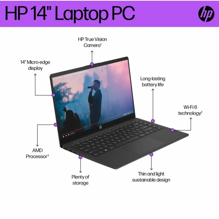 Laptop HP 245 G10 RYZEN 3 7320 RAM 8GB SSD 256GB Black GARANSI 1 Tahun - Gambar 2