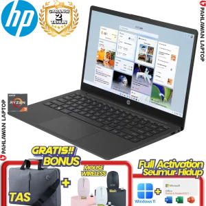 Laptop HP 14-EM0032AU Ryzen 3 7320U RAM 8GB SSD 512 GB Black GARANSI 2 Tahun