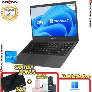 Laptop ADVAN Soulmate Black - Celeron N4020 RAM 4GB SSD 128GB GARANSI 1 Tahun