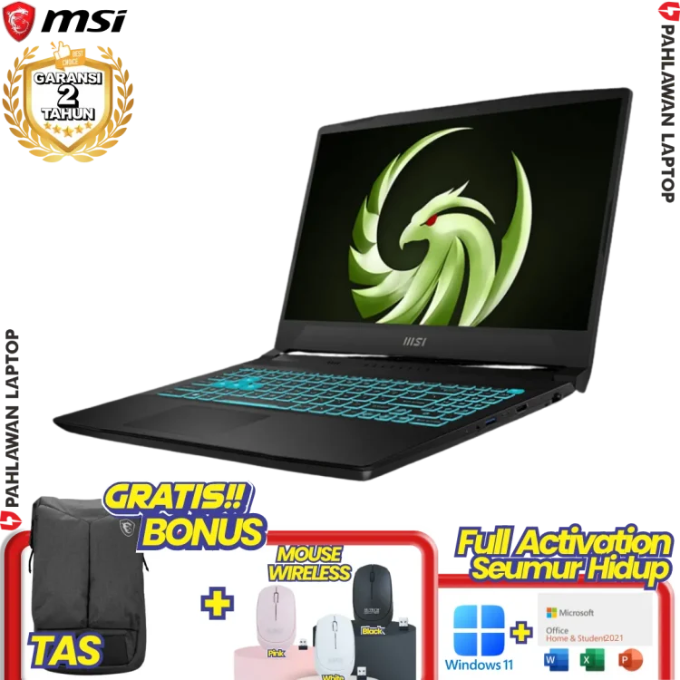 Laptop MSI BRAVO 15-B7ED Black - Ryzen 5 7535HS VGA Radeon RX6550 RAM 8GB SSD 512GB