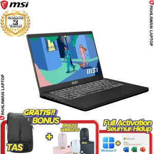 Laptop MSI MODERN 14-C12MO Black - CORE i3 1215U 8GB SSD 256GB GARANSI 2 Tahun