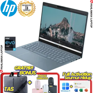 Laptop HP Pavilion Plus 14-EW0016TU OLED Core i7 1355U EVO RAM 16 GB SSD 1 TB Blue GARANSI 2 Tahun