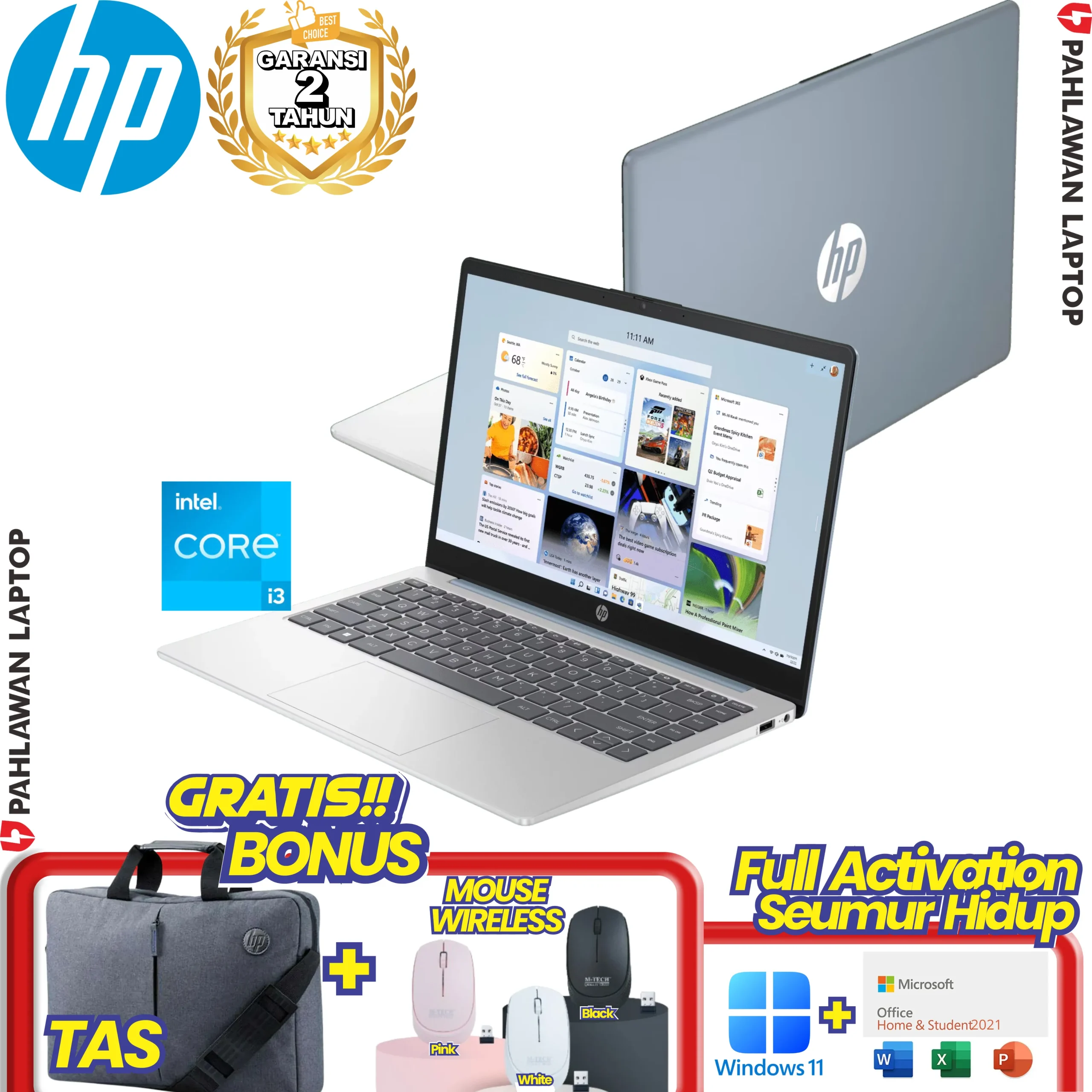 Laptop HP 14-EP0556TU Core i3-1215U RAM 8GB SSD 512 GB Blue GARANSI 2 Tahun + FREE MOUSE Z3700