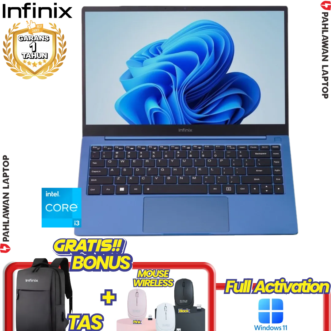 Laptop INFINIX InBook X2 Blue - Core i3 1115G4 RAM 8GB SSD 256GB LCD 100% sRGB
