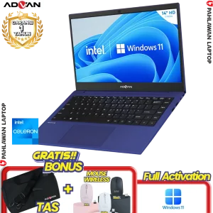 Laptop ADVAN Soulmate BLUE - Celeron N4020 RAM 4GB SSD 128GB GARANSI 1 Tahun