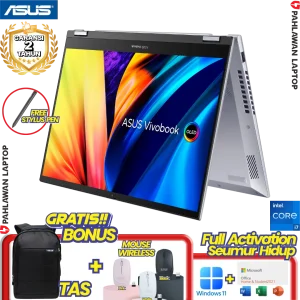 ASUS VivoBook S 14 Flip TP3402VA-OLEDS752 TouchScreen Core i7 13700H RAM 16 GB SSD 512GB Cool Silver GARANSI 2 Tahun