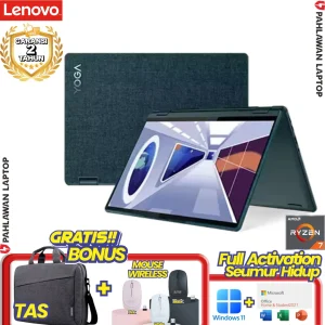 Laptop LENOVO YOGA 6-3QID Flip TouchScreen 100% sRGB Ryzen 7 7730U RAM 16 GB SSD 512 GB Dark Teal Fabric GARANSI 2 Tahun