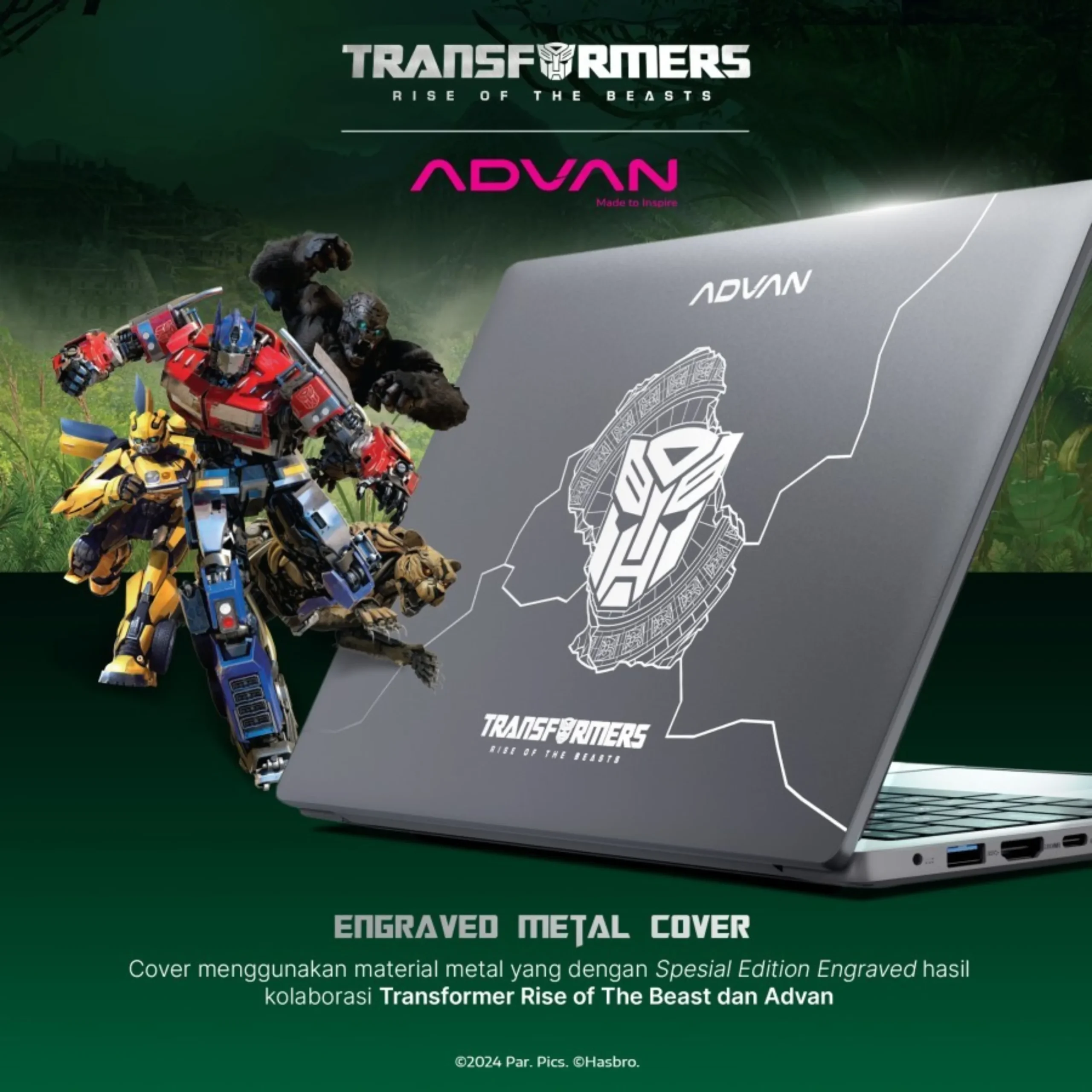 Laptop ADVAN TRANSFORMER BOOK Grey - INTEL N100 RAM 4GB eMMC 128GB GARANSI 1 Tahun - Gambar 3