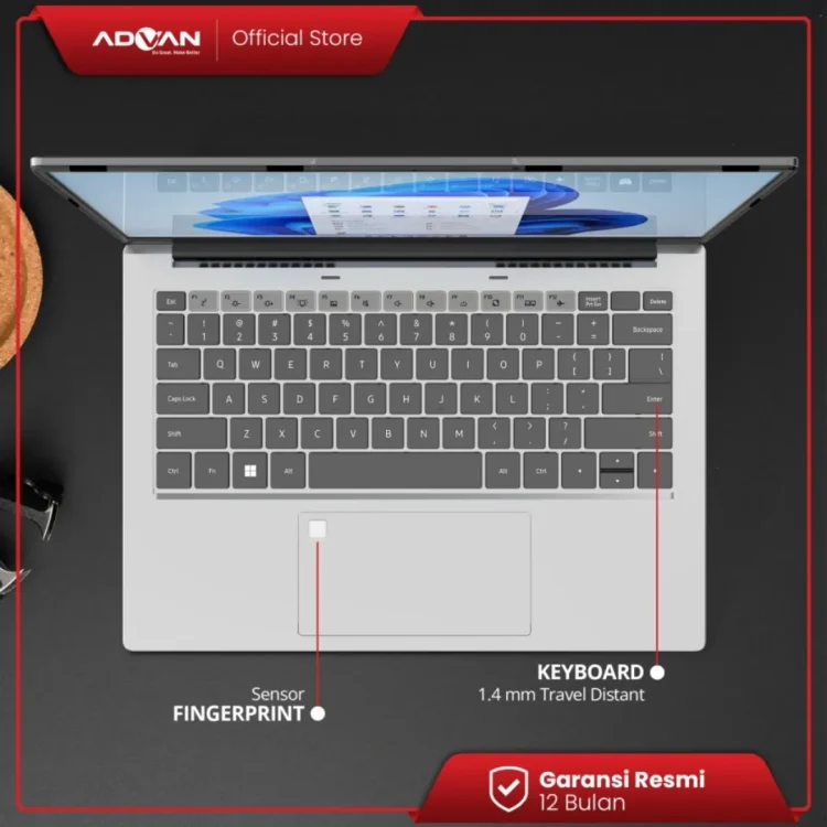 Laptop ADVAN WorkPlus Grey - Ryzen 7 7735HS RAM 16 GB SSD 512 GB GARANSI 1 Tahun - Gambar 2