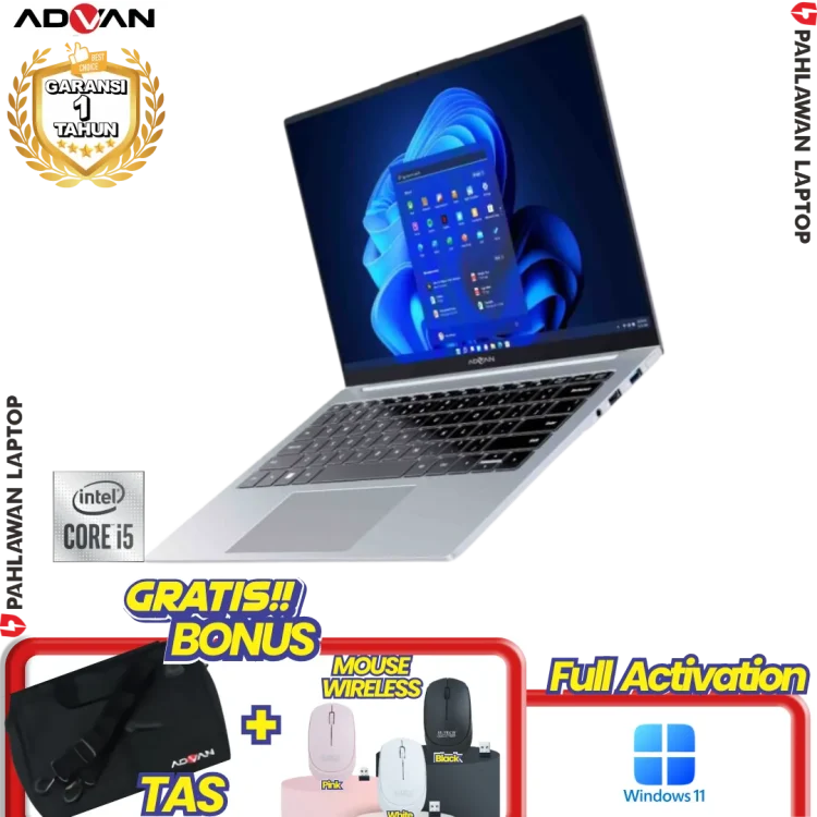 Laptop ADVAN WorkPro Grey - Core i5-1035G7 RAM 8 GB SSD 256 GB GARANSI 1 Tahun