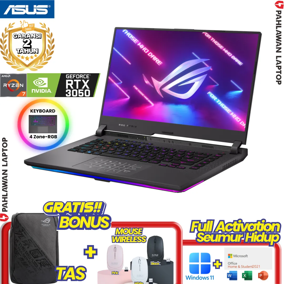 ASUS ROG G713RC-R735B7G-O Strix G17 Ryzen 7 6800H VGA NVIDIA RTX 3050 RAM 16 GB SSD 512 GB Grey GARANSI 2 Tahun