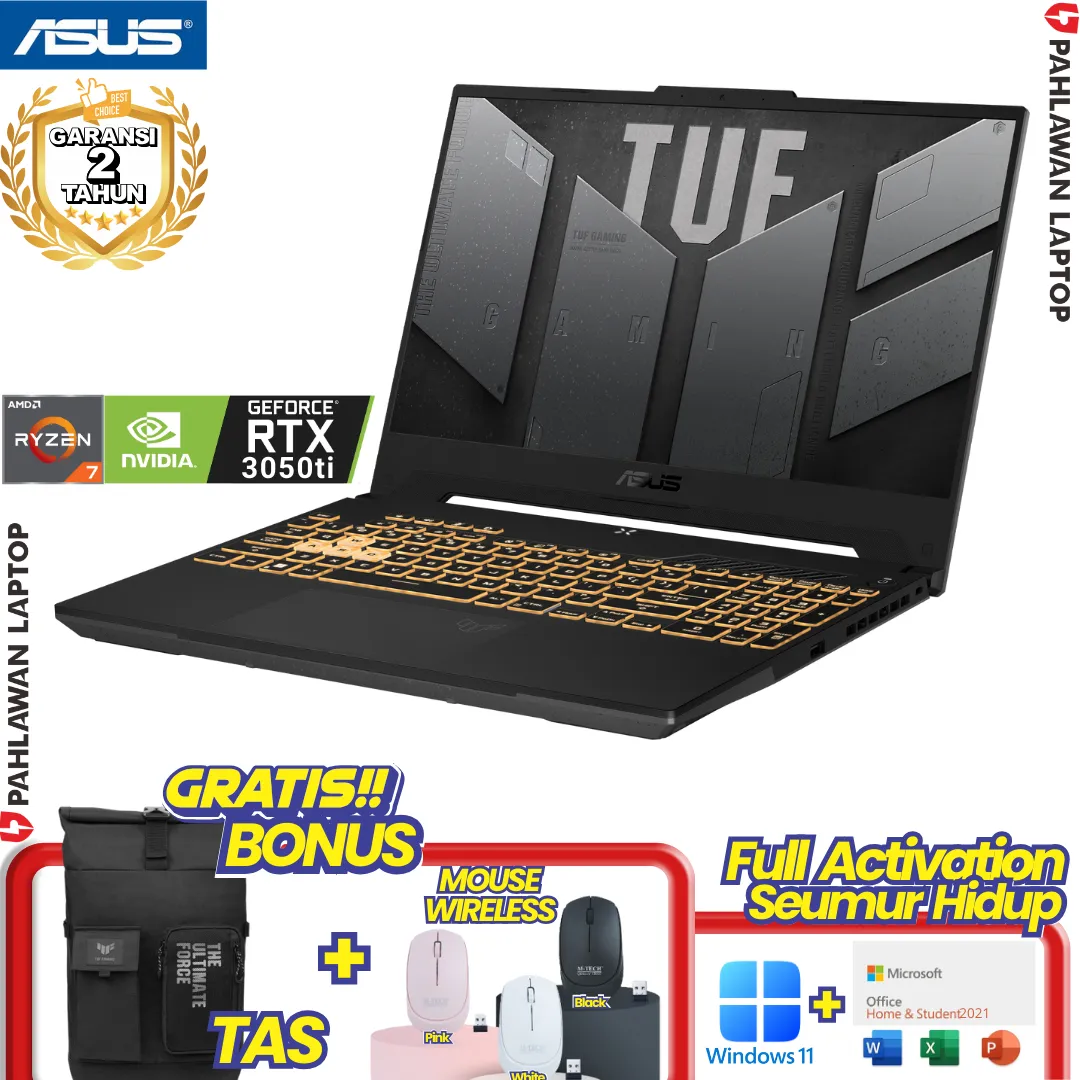 ASUS TUF FA507RE-R7R5B7G-O Ryzen 7 6800H VGA NVIDIA RTX 3050ti RAM 16 GB SSD 512 GB Grey GARANSI 2 Tahun