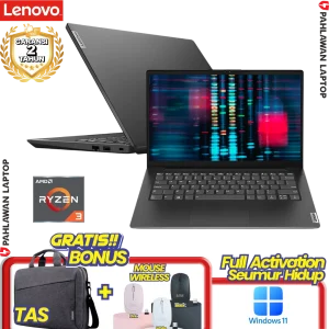 Laptop LENOVO V14-MUID Ryzen 3 7320U RAM 8GB SSD 256 GB Grey GARANSI 2 Tahun