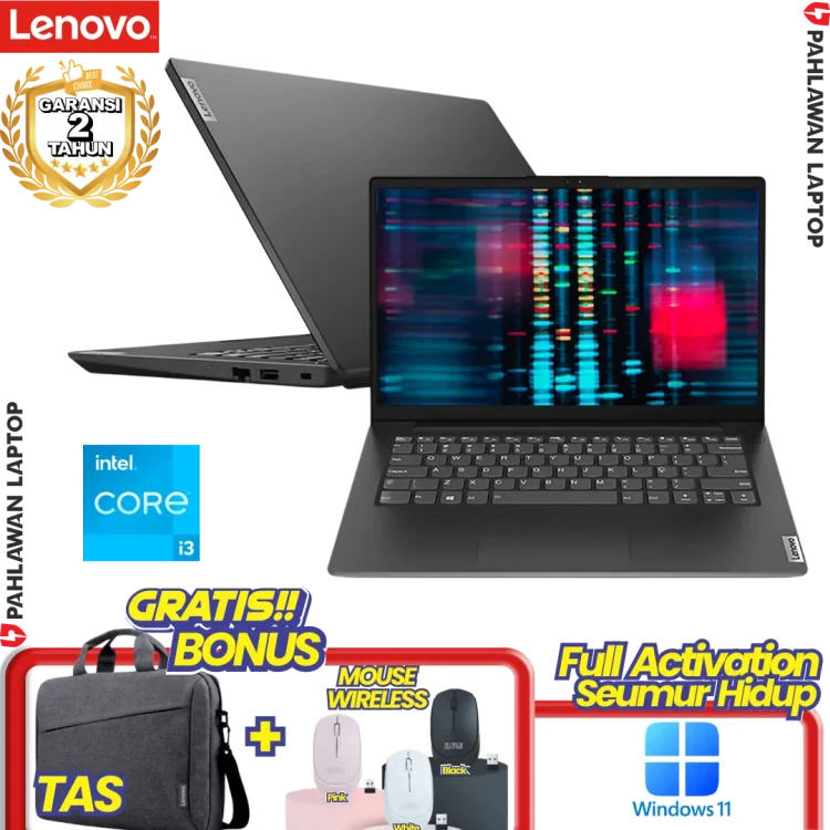 Laptop LENOVO V14-CBID DOS Core i3-1215U RAM 4GB SSD 256 GB Grey GARANSI 2 Tahun
