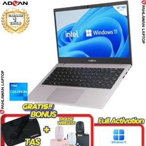 Laptop ADVAN Soulmate Grey - Celeron N4020 RAM 4GB SSD 128GB GARANSI 1 Tahun