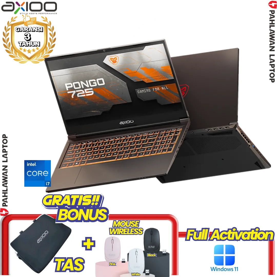 Laptop AXIOO PONGO 725 Gaming - Core I7 12650H NVIDIA RTX 2050 Garansi 3 TAHUN