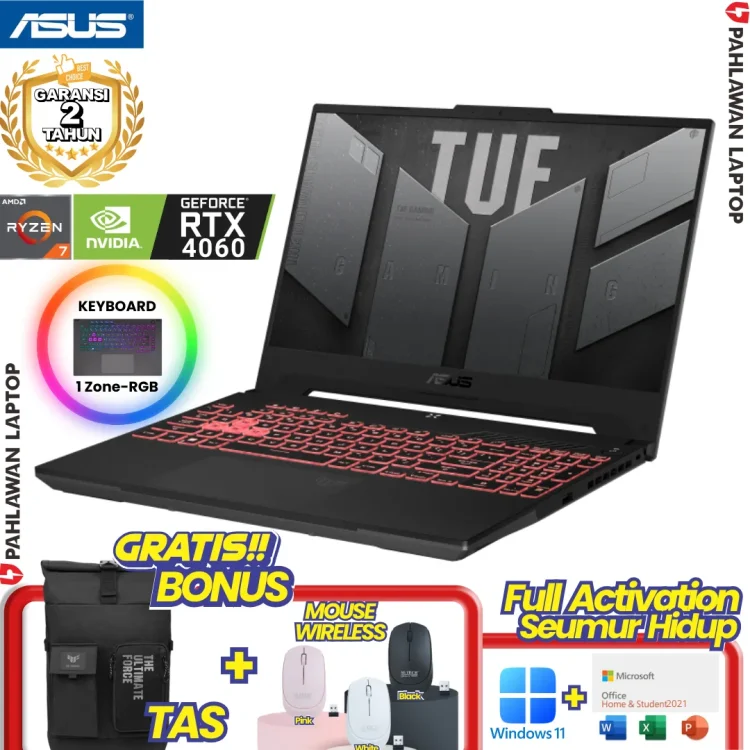 ASUS TUF FA507NV-R746K6M-O Ryzen 7 7735HS VGA NVIDIA RTX 4060 RAM 16 GB SSD 512 GB Mecha Grey GARANSI 2 Tahun