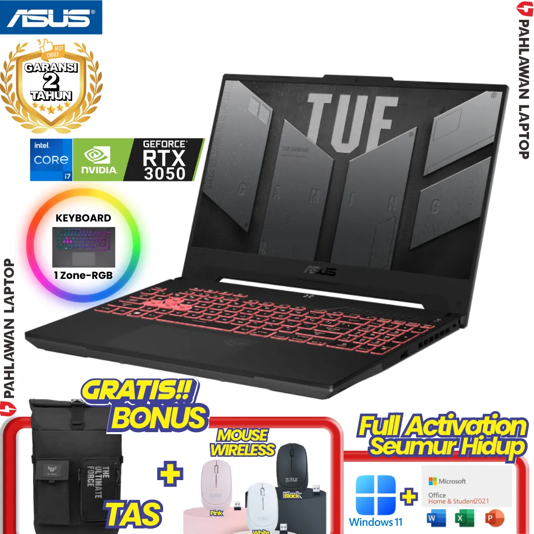 ASUS TUF FX507ZC4-I735B6M-O Core i7 12700H VGA NVIDIA RTX 3050 RAM 16 GB SSD 512 GB Mecha Grey GARANSI 2 Tahun