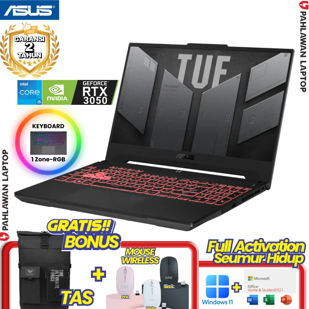 ASUS TUF FX507ZC4-I535B6M-O Core i5 12500H VGA NVIDIA RTX 3050 RAM 16 GB SSD 512 GB Mecha Grey GARANSI 2 Tahun