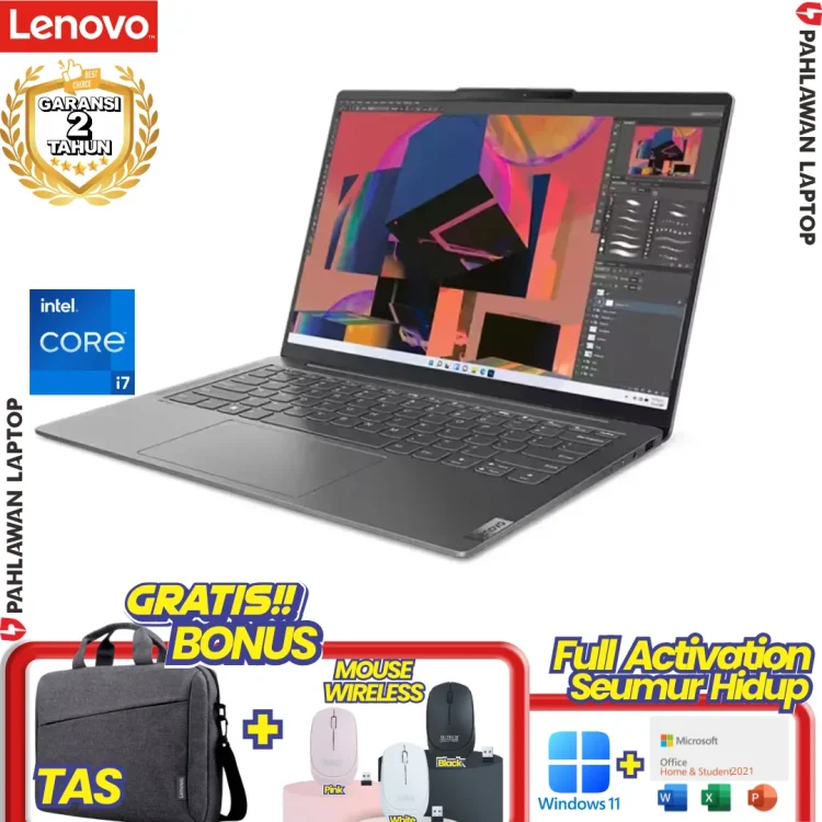 Laptop LENOVO YOGA SLIM 6-0BID OLED Flip TouchScreen Core i7 13700H RAM 16 GB SSD 512 GB Misty Grey GARANSI 2 Tahun