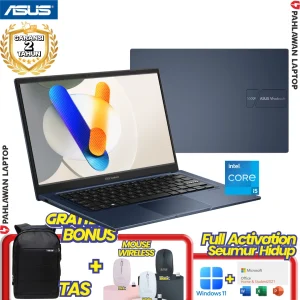 ASUS VivoBook A1404ZA-IPS551 WUXGA IPS Core i5 1335U RAM 8 GB SSD 512 GB Quiet Blue GARANSI 2 Tahun