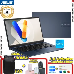 ASUS VivoBook A1404VA-VIPS352 Core i3 1315U RAM 8 GB SSD 512 GB Quiet Blue GARANSI 2 Tahun