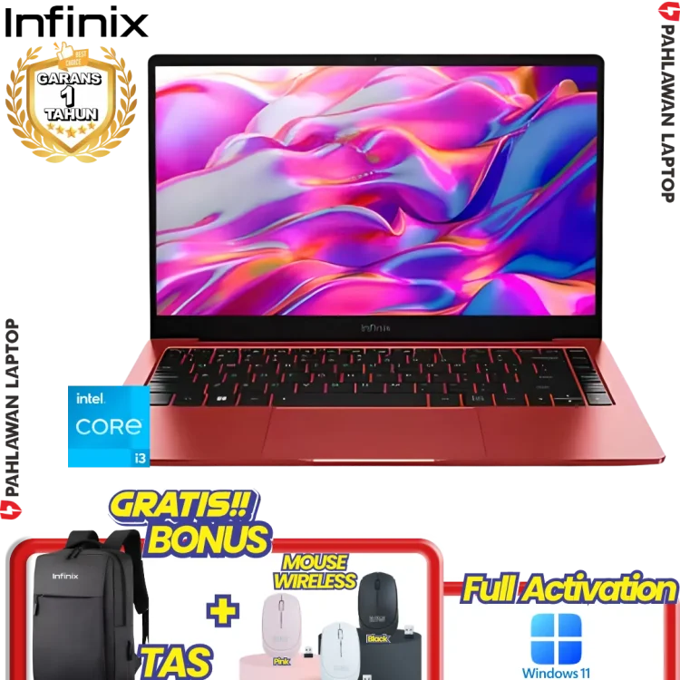 Laptop INFINIX InBook X2 Red - Core i3 1115G4 RAM 8GB SSD 256GB LCD 100% sRGB