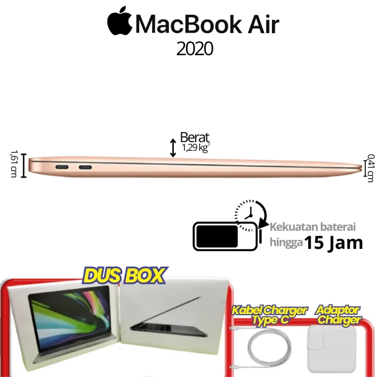 Apple MacBook Air 13 2020 Chip M1 RAM 8 GB SSD 256 GB Rose Gold - Gambar 4