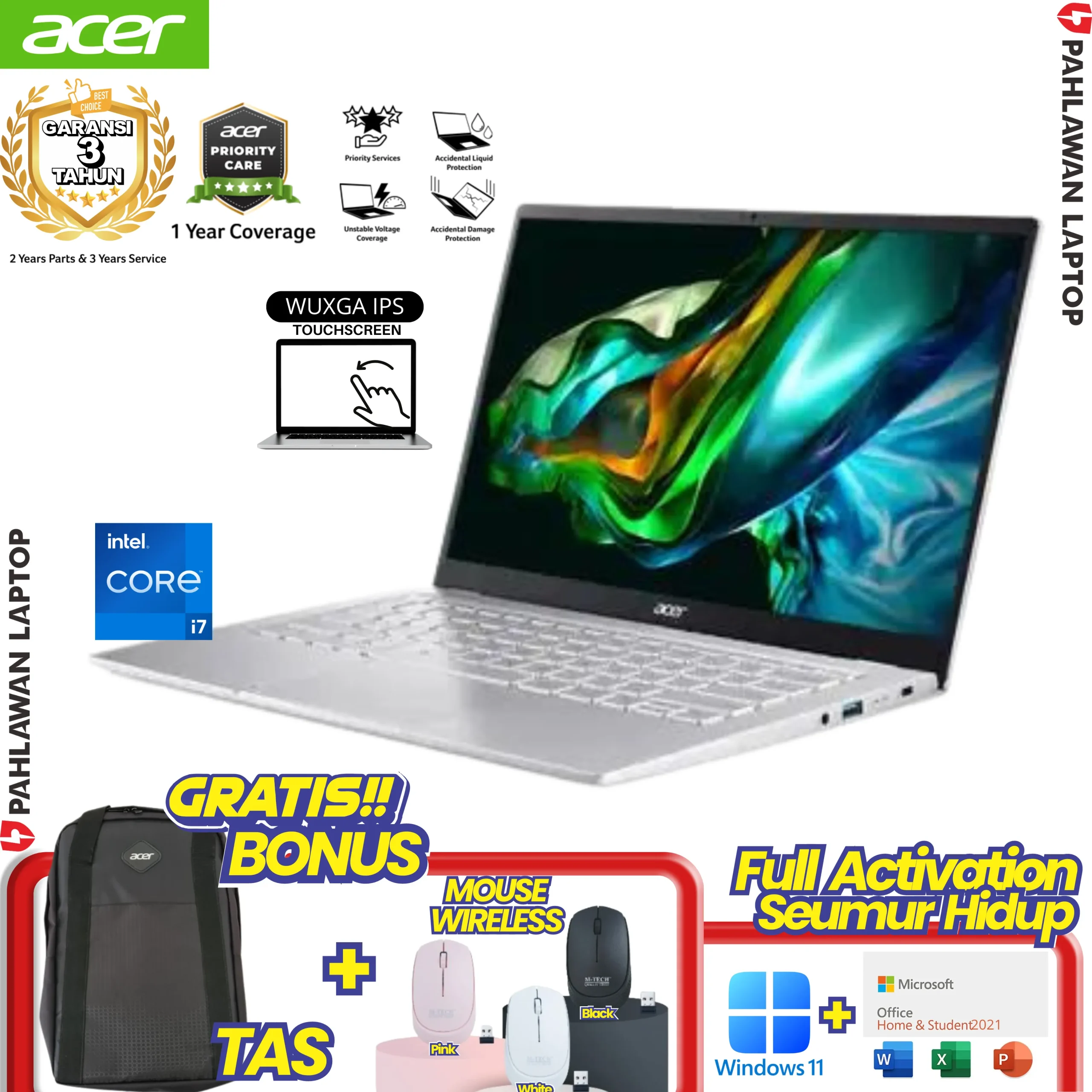Laptop ACER SWIFT GO 14 Silver CORE i7-13700H RAM 16GB SSD 1 TB WUXGA 100% sRGB TOUCHSCREEN
