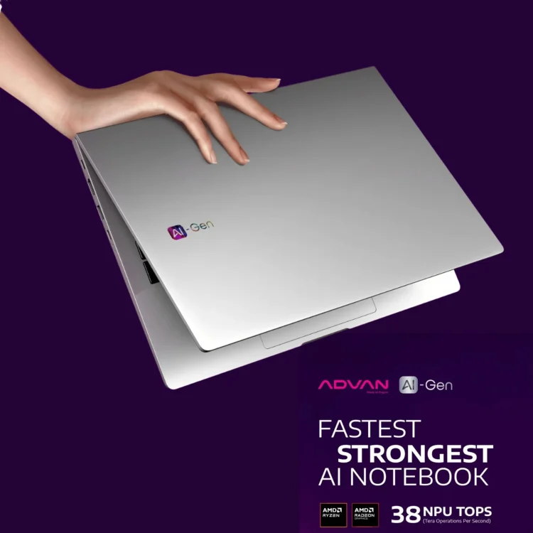 Laptop ADVAN AI GEN 4 Grey - Ryzen 7 8845HS RAM 16 GB DDR5 SSD 512 GB GARANSI 1 Tahun - Gambar 3