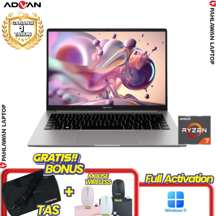 Laptop ADVAN AI GEN 4 Grey - Ryzen 7 8845HS RAM 16 GB DDR5 SSD 512 GB GARANSI 1 Tahun