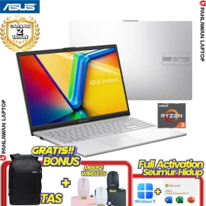 ASUS VivoBook Go 15 E1504FA-OLED324 Ryzen 3 7320H RAM 8 GB SSD 256 GB Silver GARANSI 2 Tahun