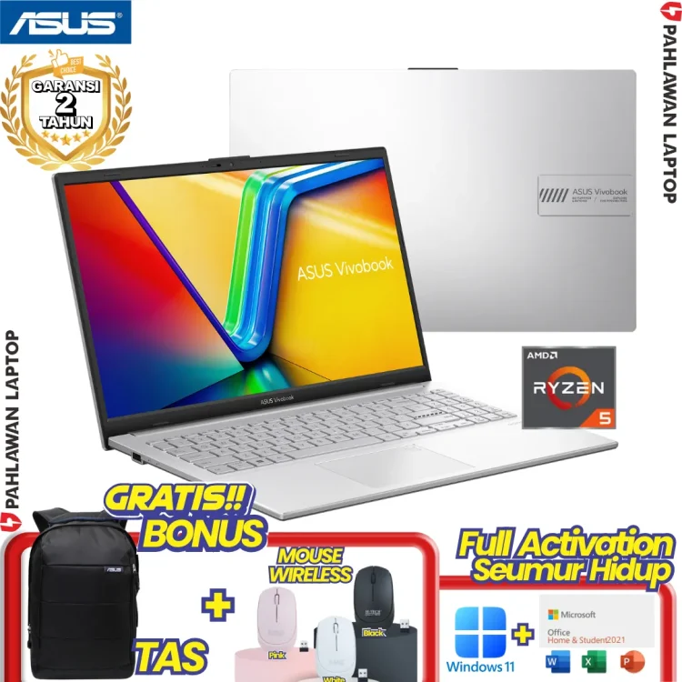 ASUS VivoBook Go 14 E1404FA-FHD556 Ryzen 5 7520H RAM 8 GB SSD 512 GB Cool Silver GARANSI 2 Tahun