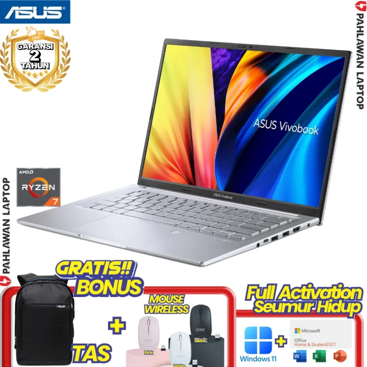 ASUS VivoBook M1402IA-VIPS752 Ryzen 7 4800H RAM 8 GB SSD 512 GB Silver GARANSI 2 Tahun