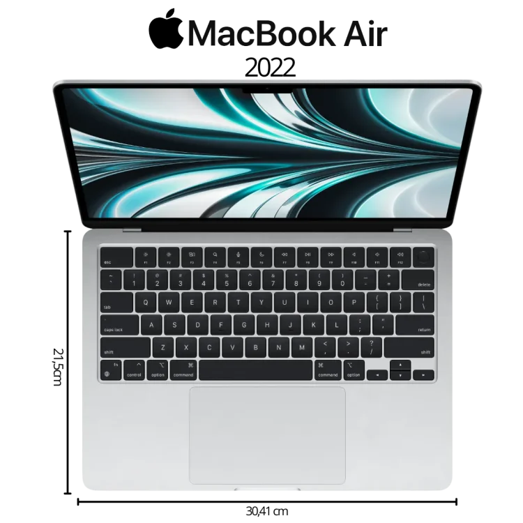 Apple MacBook Air 13 2022 Chip M2 RAM 8 GB SSD 256 GB Silver - Gambar 2