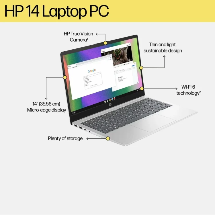 Laptop HP 14-EP0555TU Core i3-1215U RAM 8GB SSD 512 GB Silver GARANSI 2 Tahun + FREE MOUSE Z3700 - Gambar 5