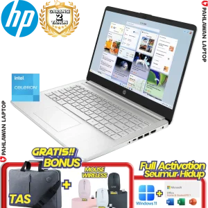 Laptop HP 14S-DQ3110TU Celeron N4500 RAM 4 GB SSD 256 GB Silver GARANSI 2 Tahun
