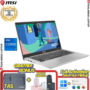 Laptop MSI MODERN 14-C12MO Silver - Core i7 1255U 8GB SSD 512 GB GARANSI 2 Tahun