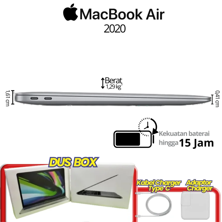 Apple MacBook Air 13 2020 Chip M1 RAM 8 GB SSD 256 GB Space Grey - Gambar 4