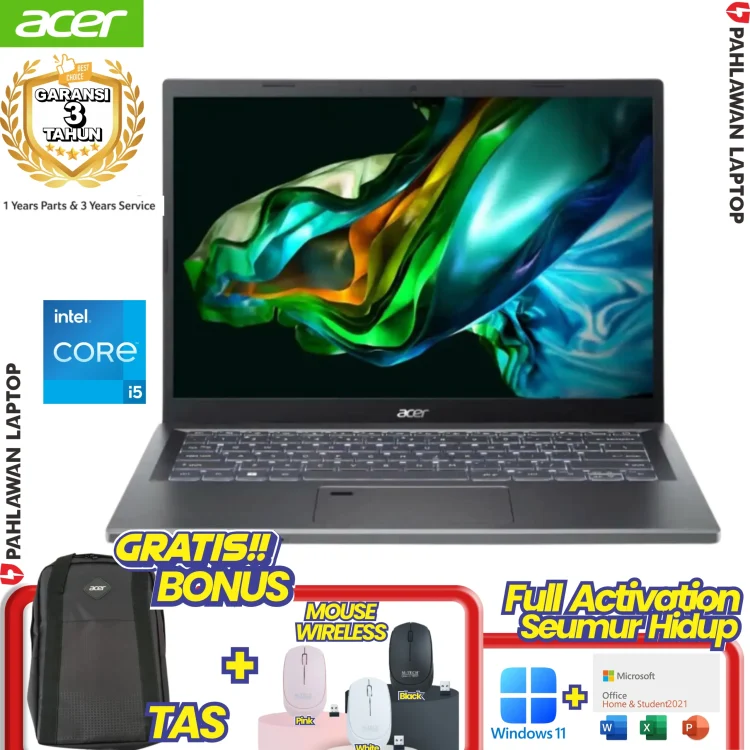 Laptop ACER ASPIRE A514-59SK Core i5-1335U RAM 16 GB SSD 256 GB 14 inch WUXGA Grey