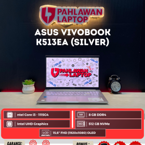 Laptop ASUS VivoBook K513EA Intel Core i3-11th gen/Ram 8GB/SSD 512GB/Layar 14" OLED Warna SILVER