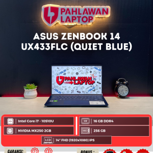 Laptop ASUS ZenBook 14 UX433FLC Intel Core i7-10th/Ram 16GB/SSD 256GB/Layar 14" BLUE