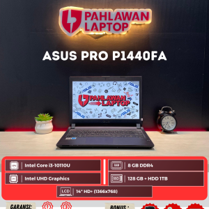 Laptop Asus Pro P1440FA Intel Core i3-10110U/Ram 8GB/SSD 128GB/HDD 1TB/Layar 14"