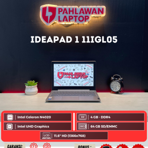 Laptop Lenovo IdeaPad 1 11IGL05 Intel Celeron N4020/Ram 4GB/Storage 64GB EMMC/Layar 11"